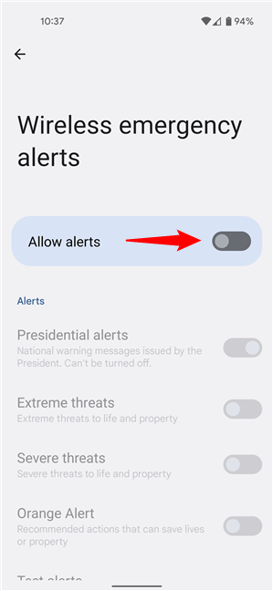 How to turn off wireless emergency alerts on Android