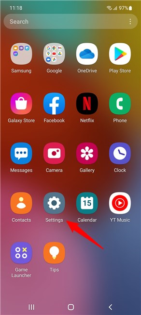 Open Settings on a Samsung Galaxy smartphone