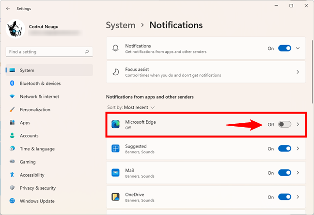 How to block the notifications sent by an app