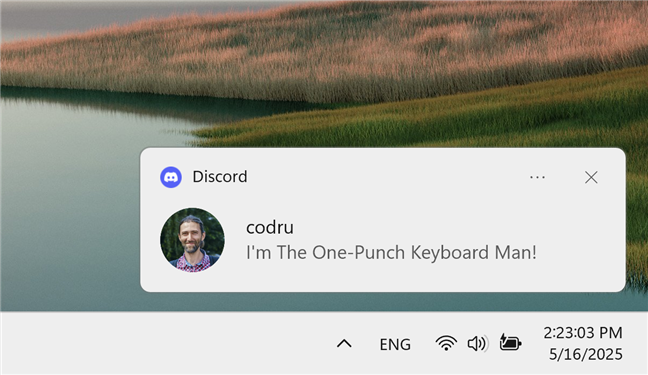 A Windows 11 notification pop-up