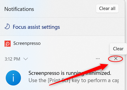 Remove a specific notification from the Windows 11 notifications center