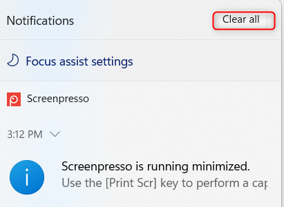Clear all notifications from the Windows 11 Notifications Center