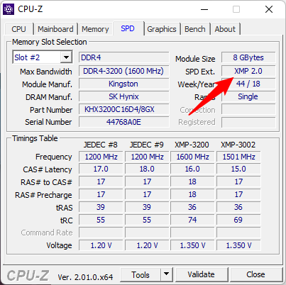 How to see if a DDR4 module supports XMP