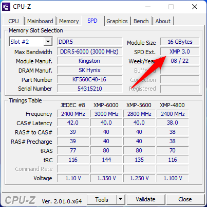 How to see if a DDR5 module supports XMP