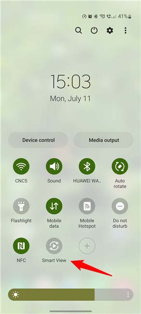 Tap Smart View on your Samsung Galaxy