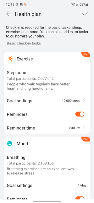 Set reminders to keep track of your health goals