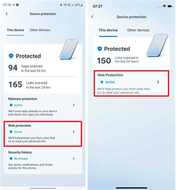 Microsoft Defender Web Protection in Android vs. iOS