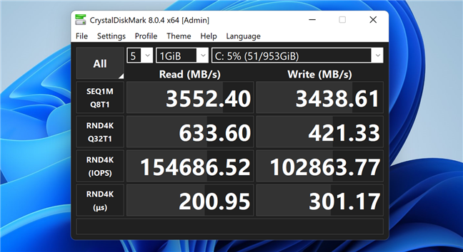 SSD benchmark result