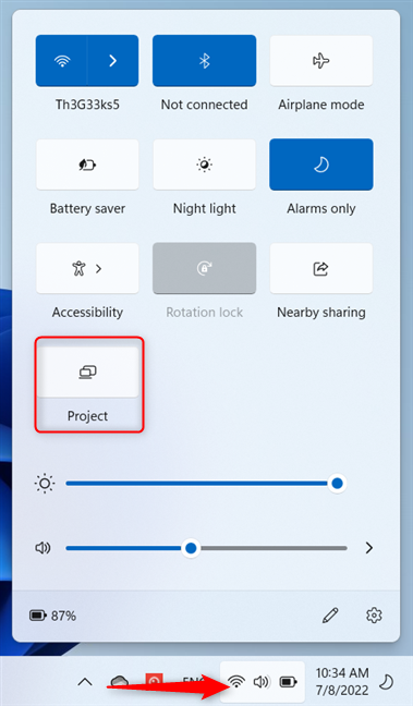 Access Quick Settings > Project