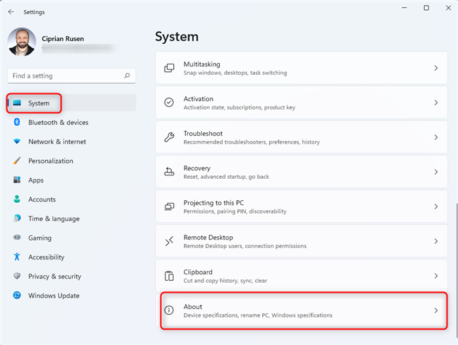 In the Windows 11 Settings, go to System > About