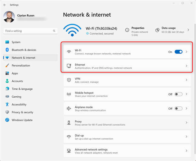 In Windows 11 Settings, go to Network & internet
