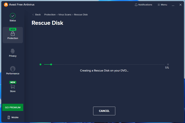 Free antivirus rescue disc: Avast Rescue Disk