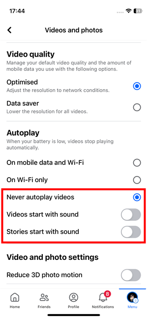 How to stop videos and stories sounds on Facebook for iPhone