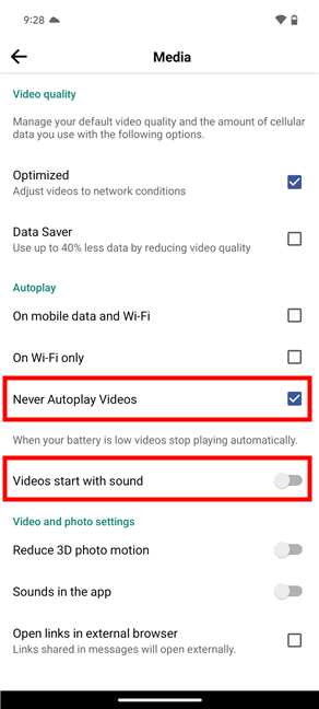 How to turn off video sounds in the Facebook app