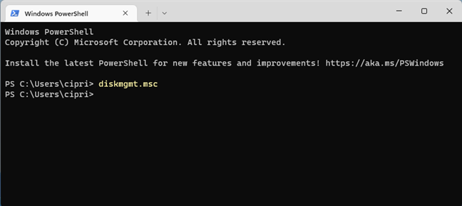 Open Disk Management from CMD