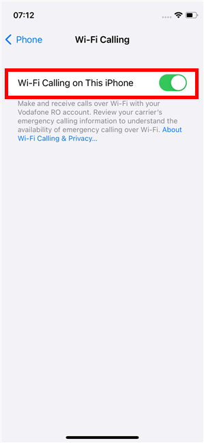 Wi-Fi Calling is enabled on your iPhone