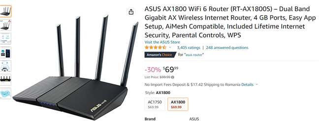 ASUS RT-AX1800S is an entry-level Wi-Fi 6 router that costs only 69.99$