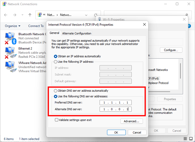 Setting new DNS servers