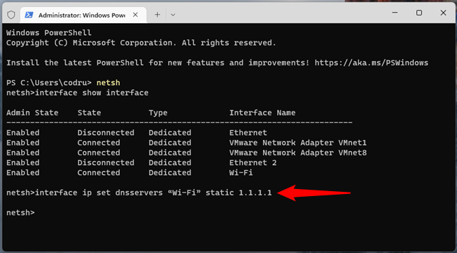 How to change DNS from the command line