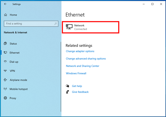 Opening the settings of a network connection