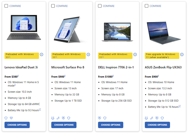 Windows 11 2-in-1s and laptops sold with an OEM license