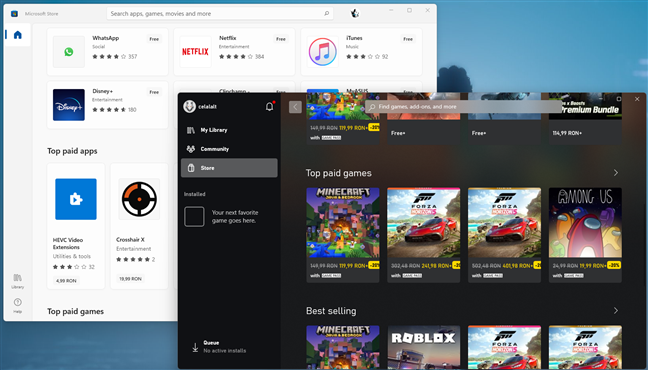 The Microsoft Store and the Xbox app