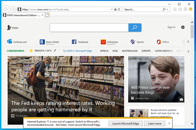 Internet Explorer in Windows 10
