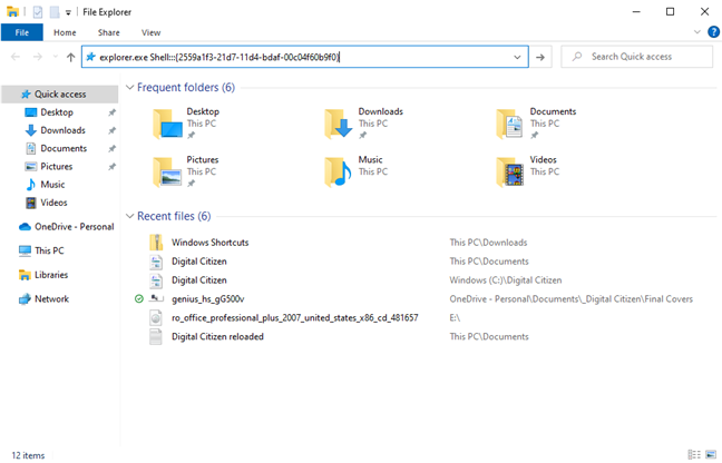 Enter the Run command in File Explorer's address bar