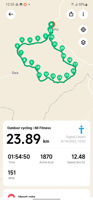 Tracking a cycling route