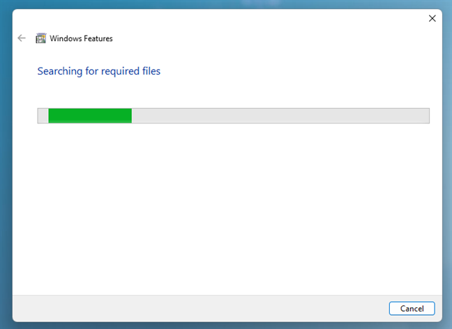 Windows is searching for the required files