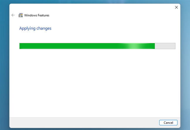 Wait for Windows to apply the changes