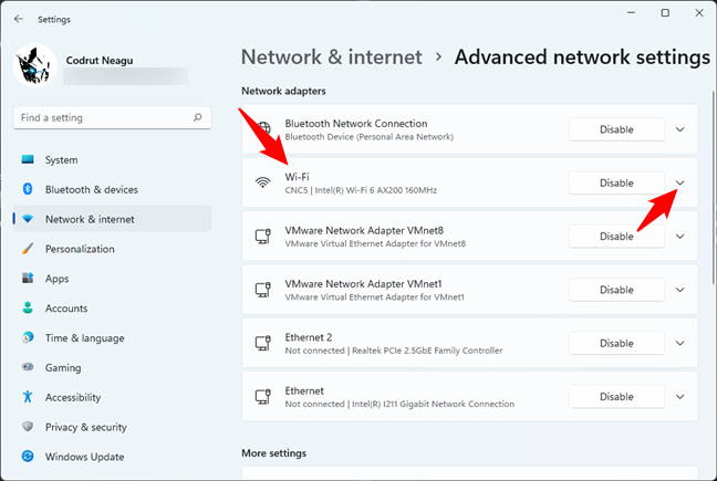 Click or tap on the network adapter currently in use