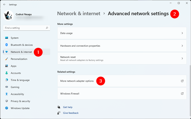 More network adapter settings