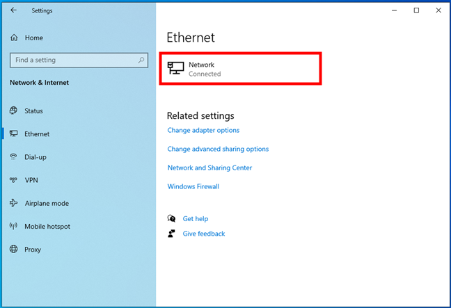 The network to which the Windows 10 PC is connected