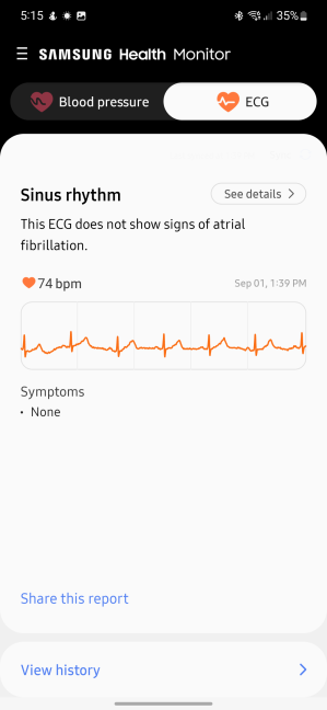 See your ECG in Samsung Health Monitor
