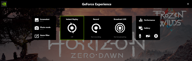 The GeForce Experience in-game overlay