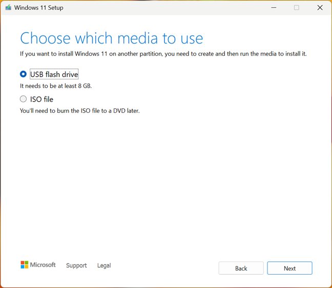 Media Creation Tool helps you create the installation media you want to use