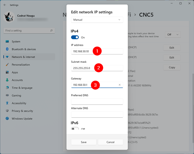 Setting a static IP address in Windows 11