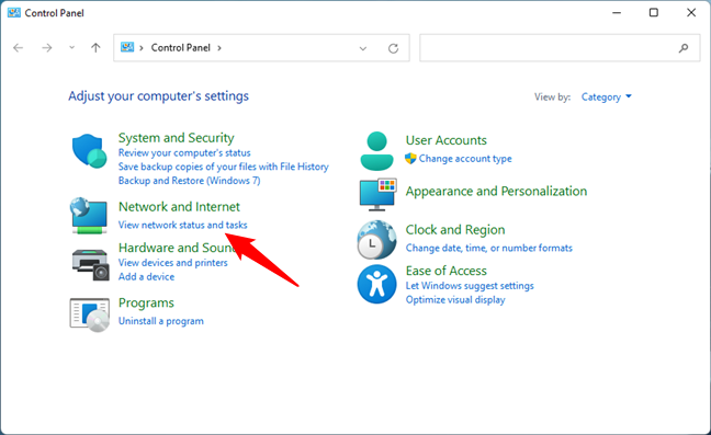 View network status and tasks in Control Panel