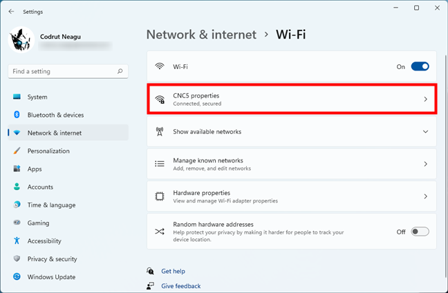 The network's properties