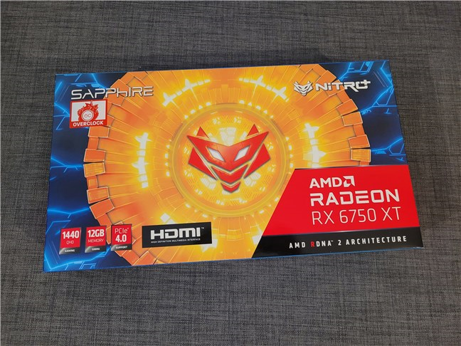 The box of the Sapphire Nitro+ AMD Radeon RX 6750 XT
