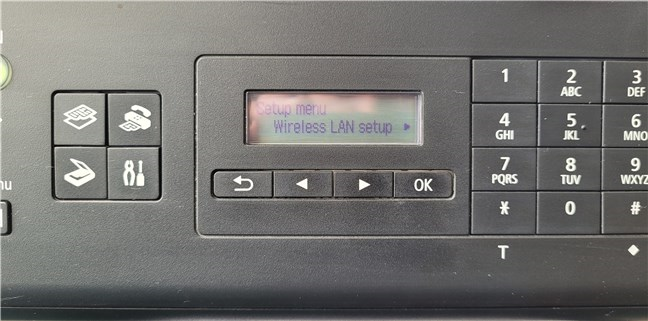 Accessing the Wireless LAN setup menu on a Wi-Fi printer