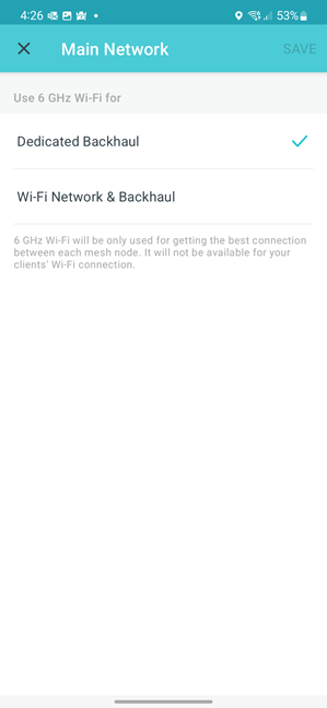 The 6 GHz band is for the Wi-Fi backhaul