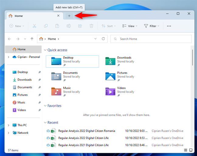 Add a new tab to File Explorer