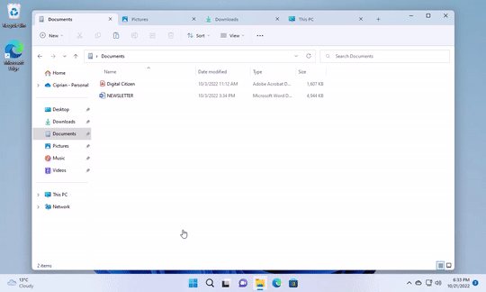Arrange tabs in File Explorer with a drag and drop