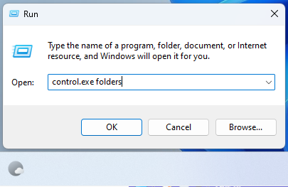 Run control.exe folders