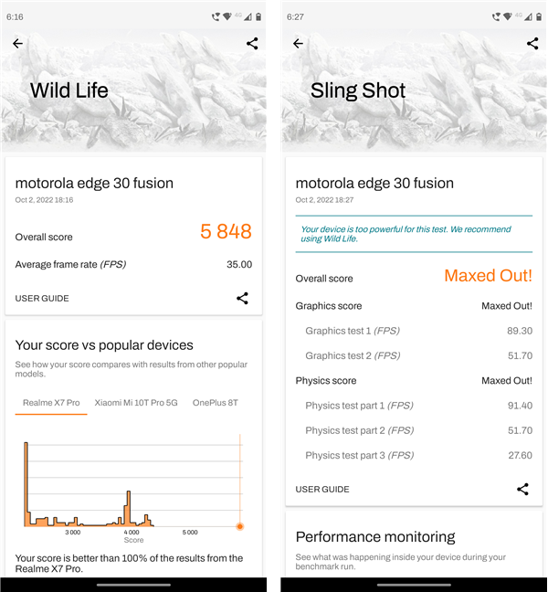 Motorola Edge 30 Fusion benchmark results in 3DMark