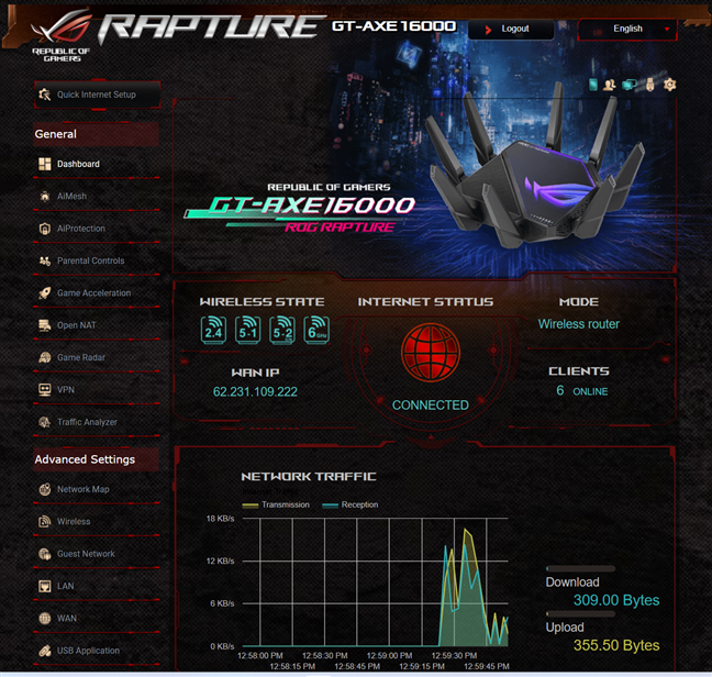 The web-based admin interface