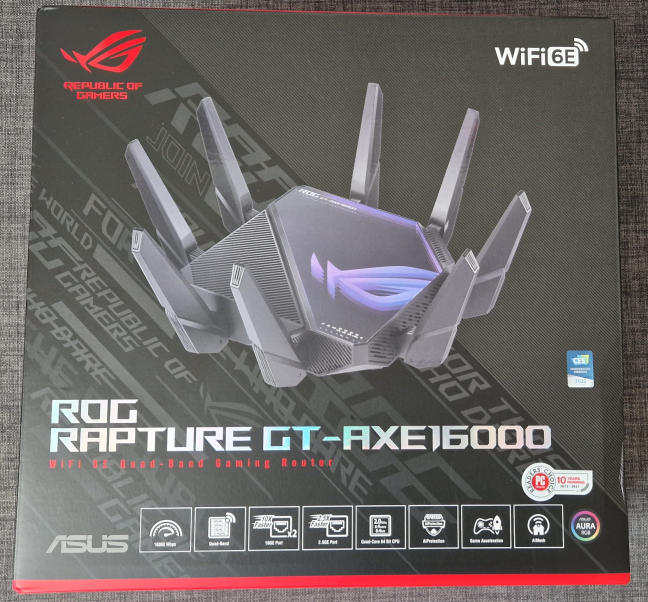 ASUS ROG Rapture GT-AXE16000 comes in a massive box