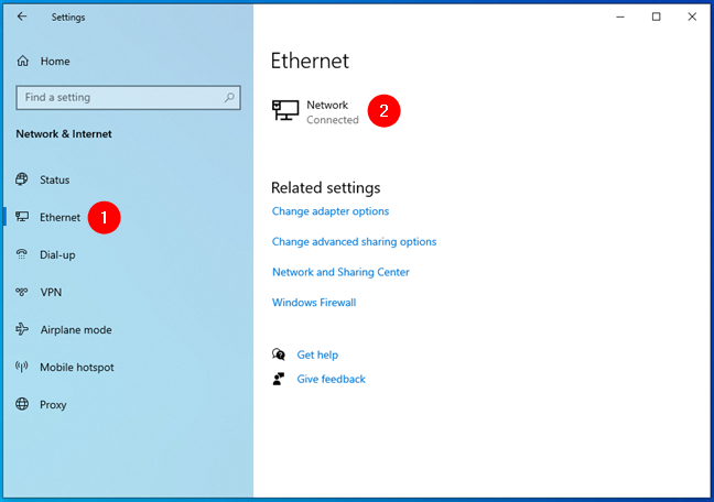 Opening the settings page of a network connection